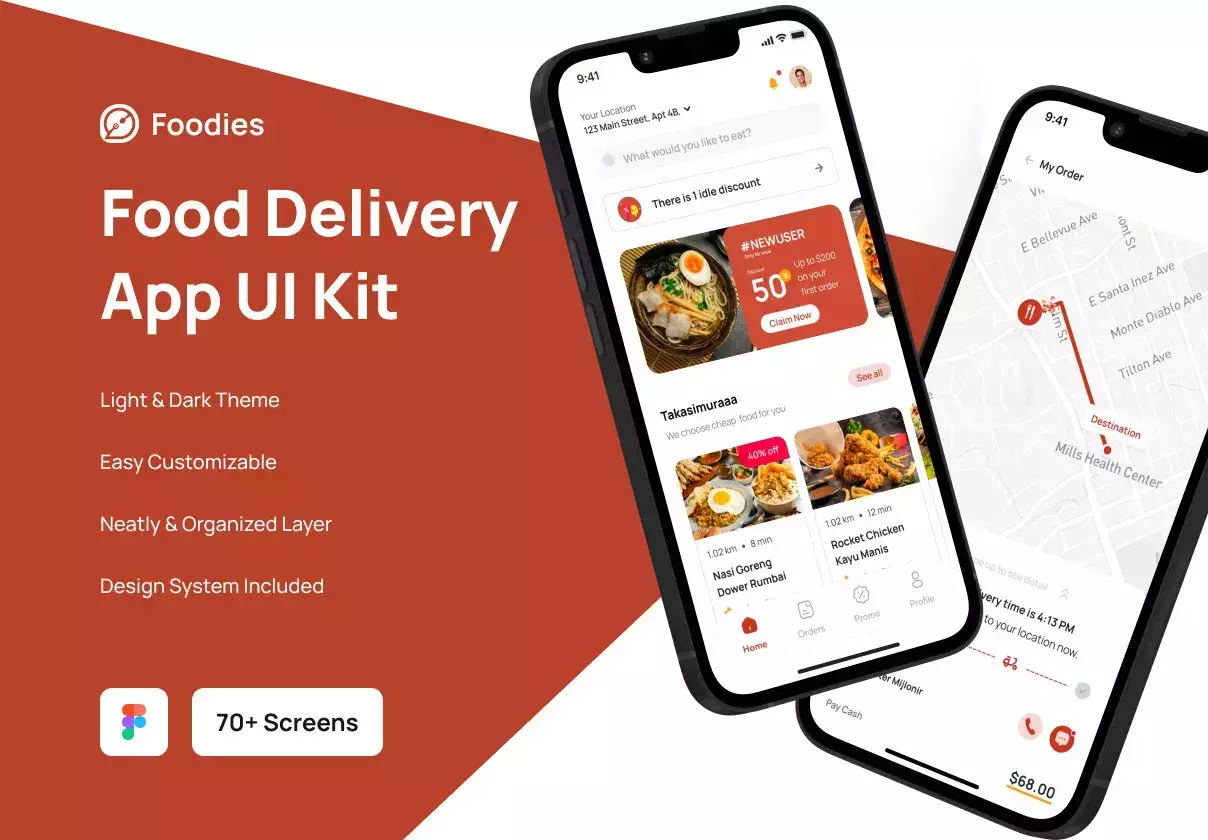 Foodies - Food Delivery Mobile App UI Kit