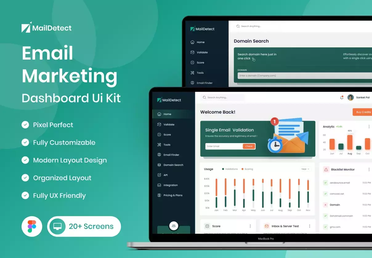 Maildetect - Email Marketing Dashboard UI KIT