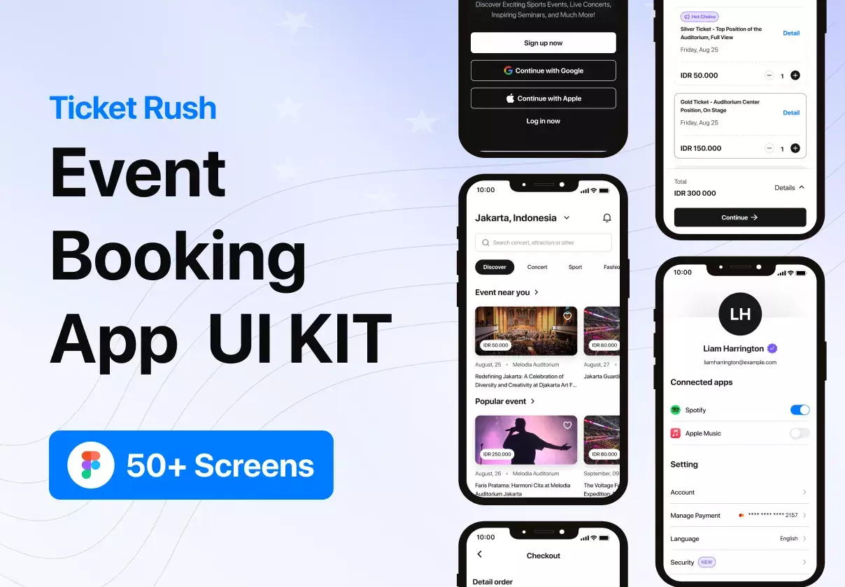 TicketRush: Event Booking App UI KIT