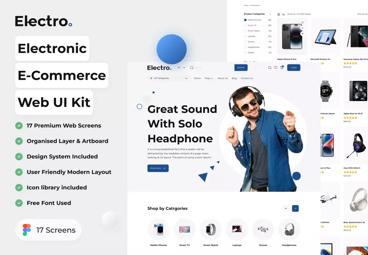 Electronic E-Commerce Web UI Kit