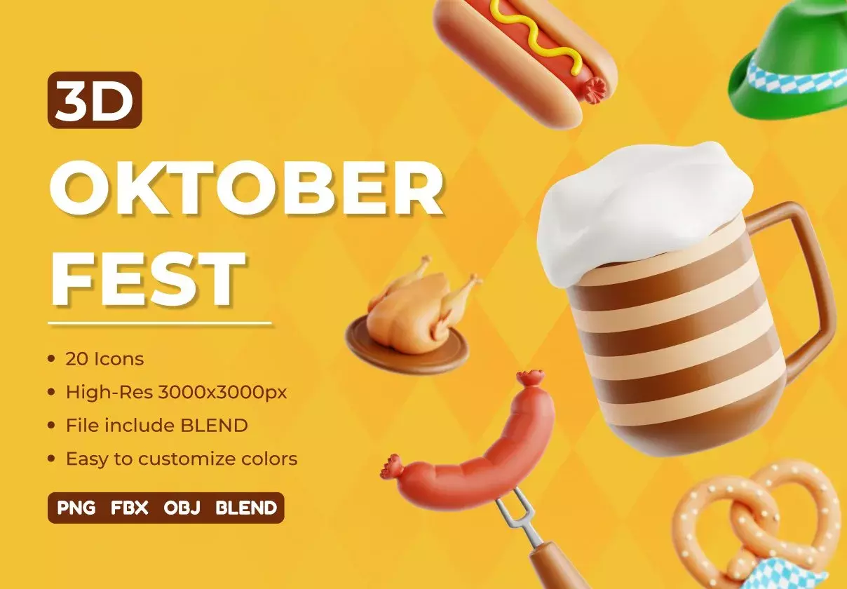 Oktoberfest 3D Icon Set