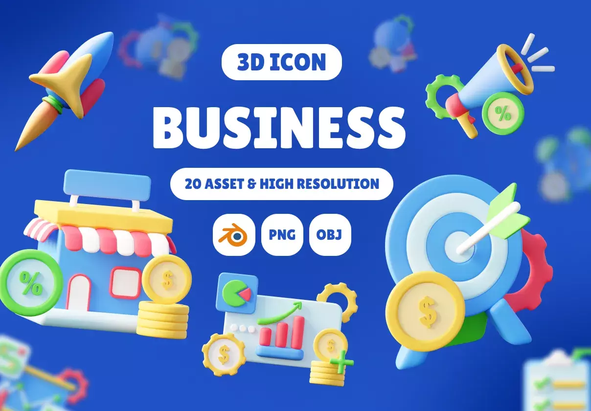 3D Business and Financial Icons