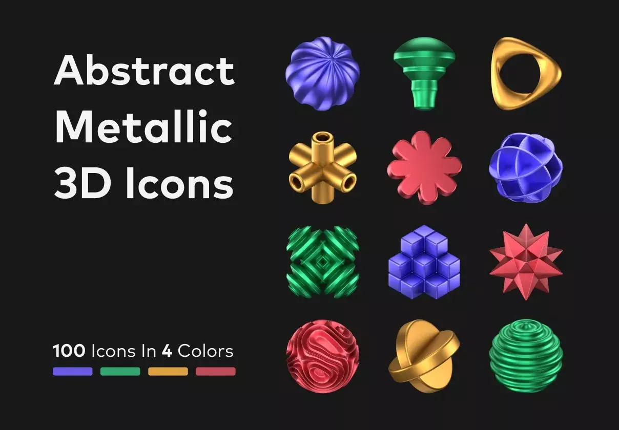 Abstract Metallic 3D Icons