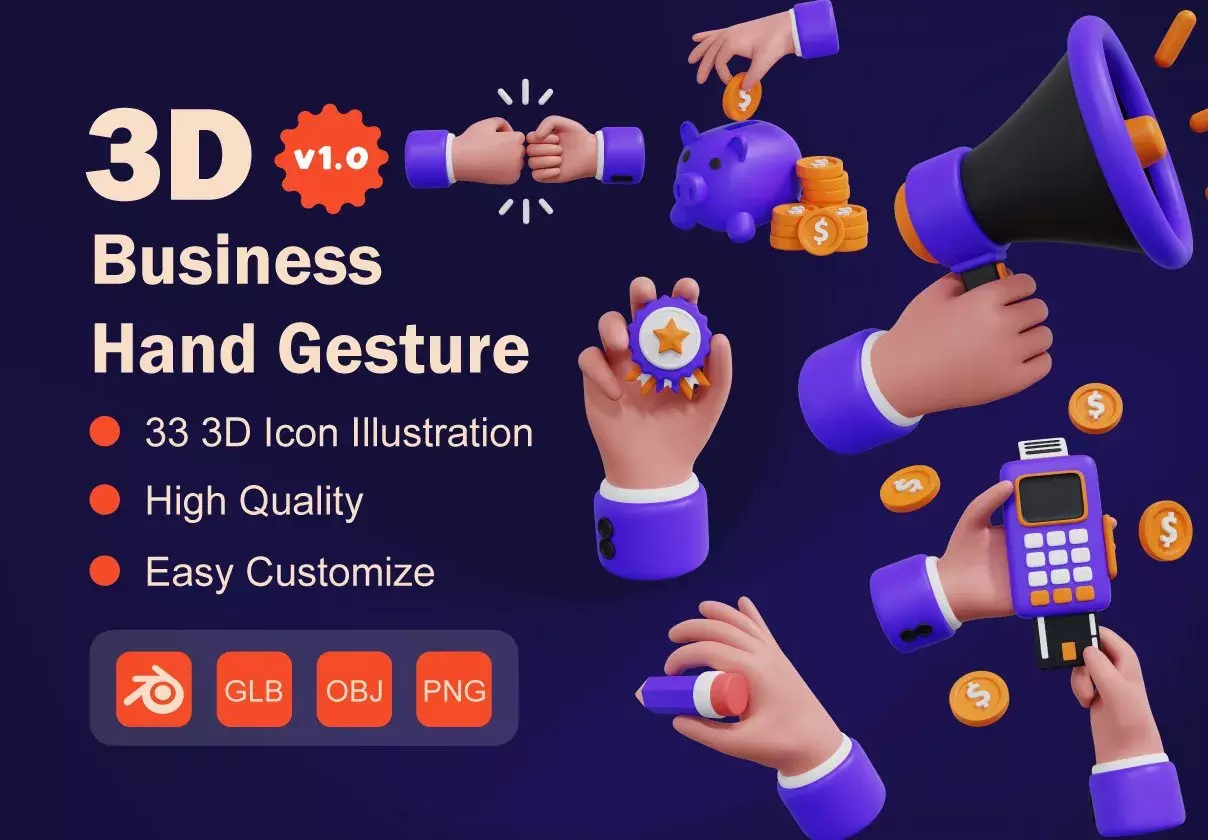 3D Business Hand Gesture