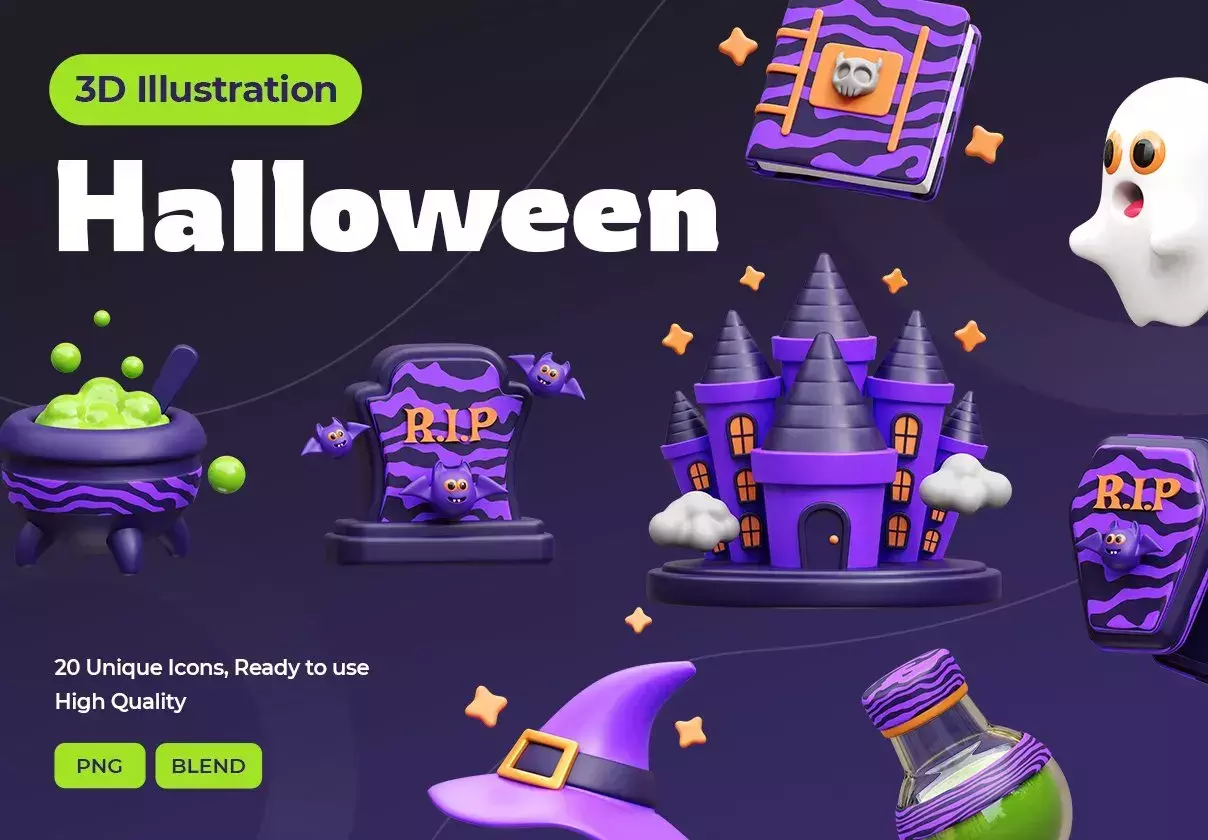 Halloween 3D Icons Pack