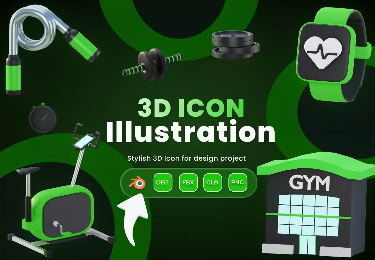 Fitness & Gym 3D Icons