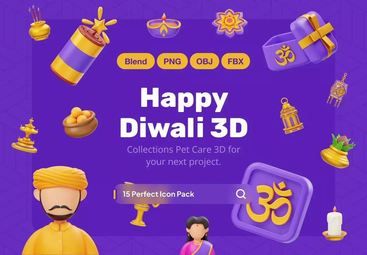 Happy Diwali 3D Illustration