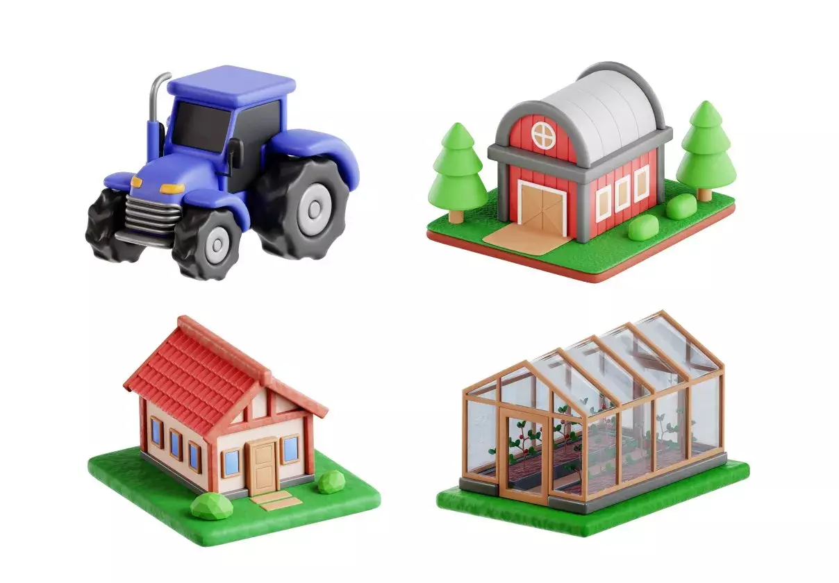 Farming Activities 3D Icon Set