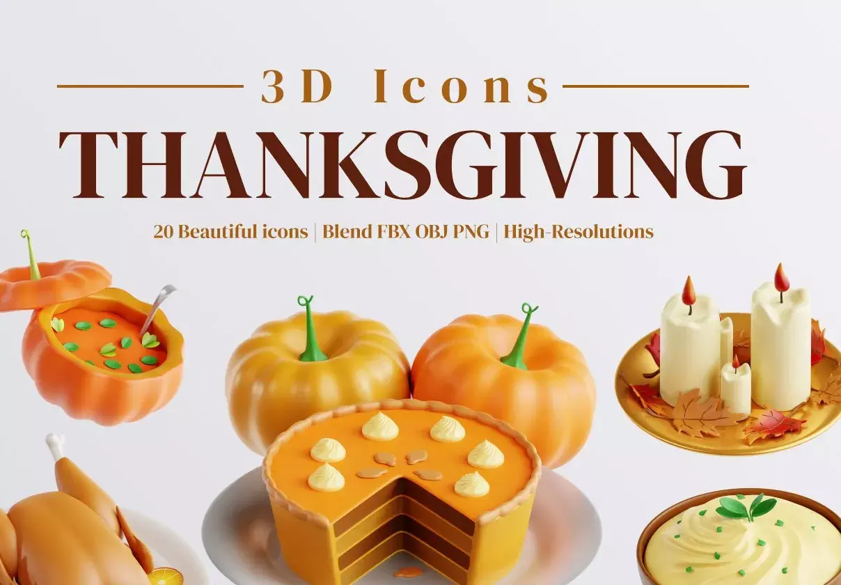 Thanksgiving 3D Icon Set