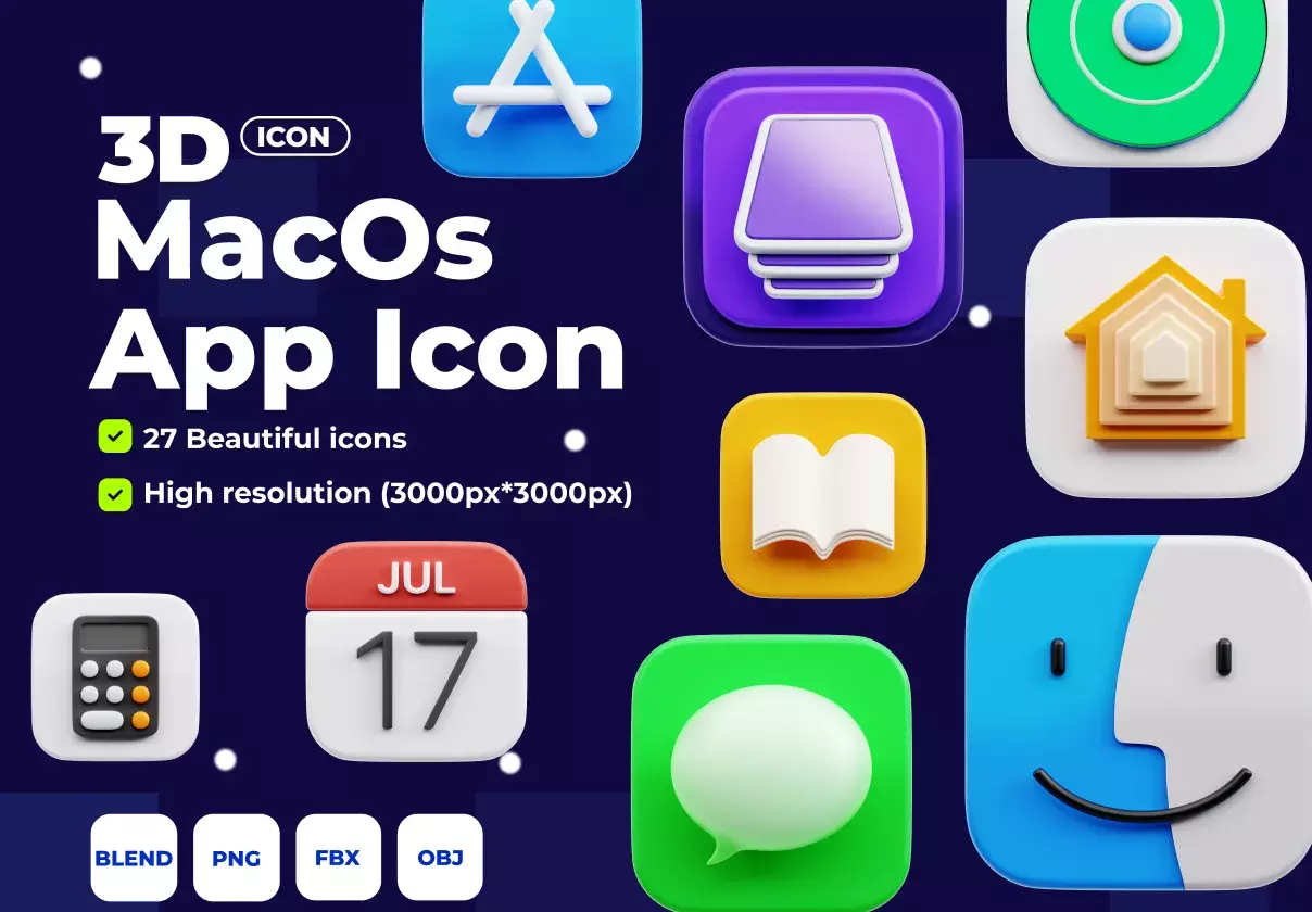 MacOs Apps 3D Icon Set