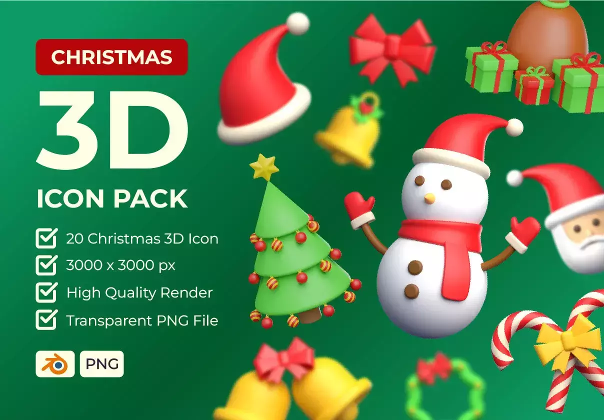 Christmas Object 3D Icon Pack