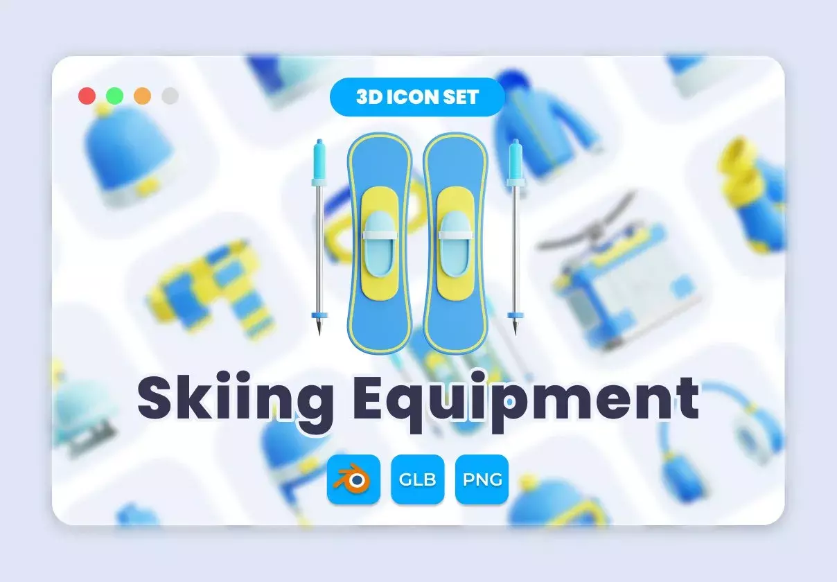 Skiing Equipment 3D 3D Illustration Pack