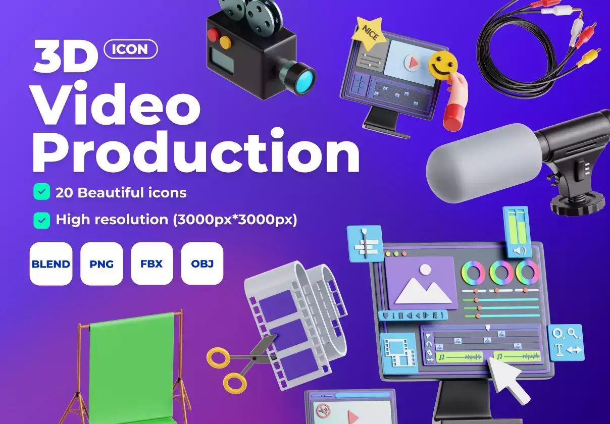 Video Production 3D Icon Set