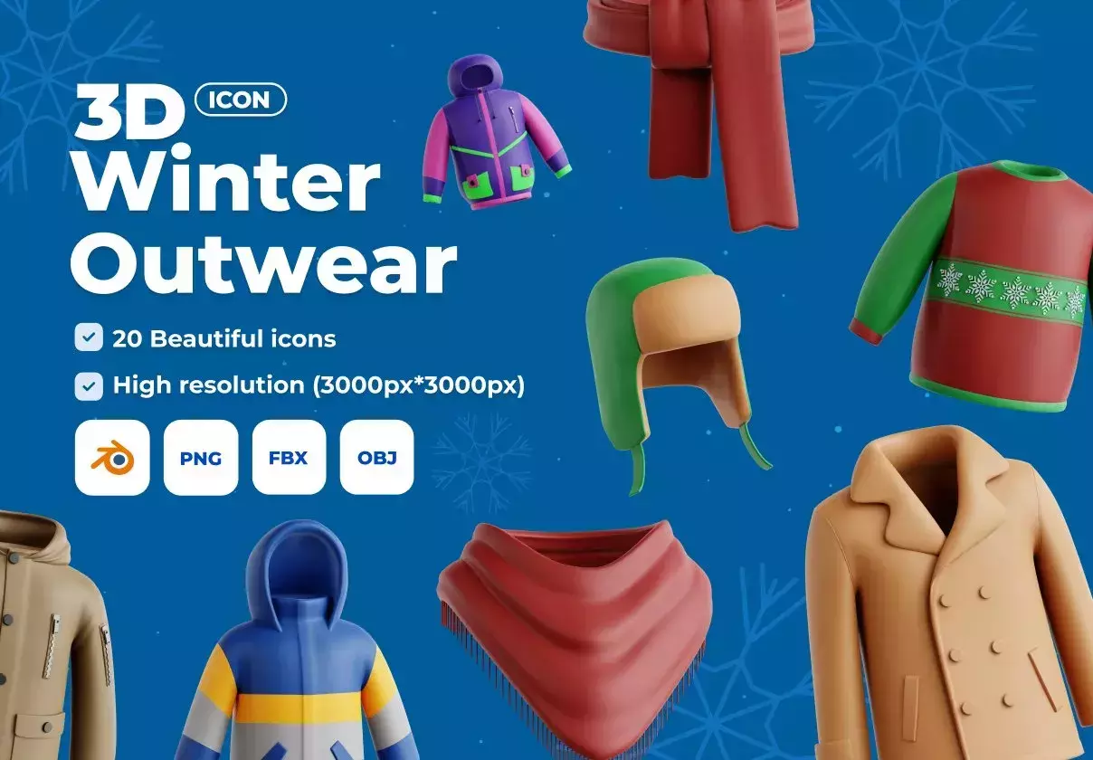 Winter Outwear 3D Icon Set