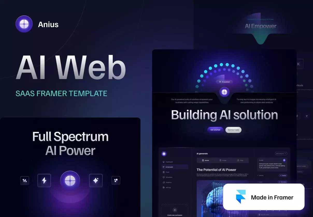 Anius - SaaS, Startup, AI Website Template