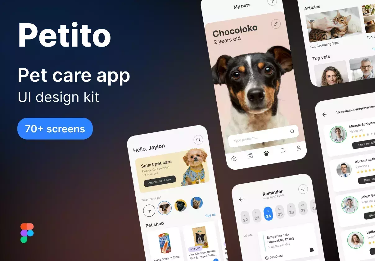 Petito Pet Care App UI Design Kit