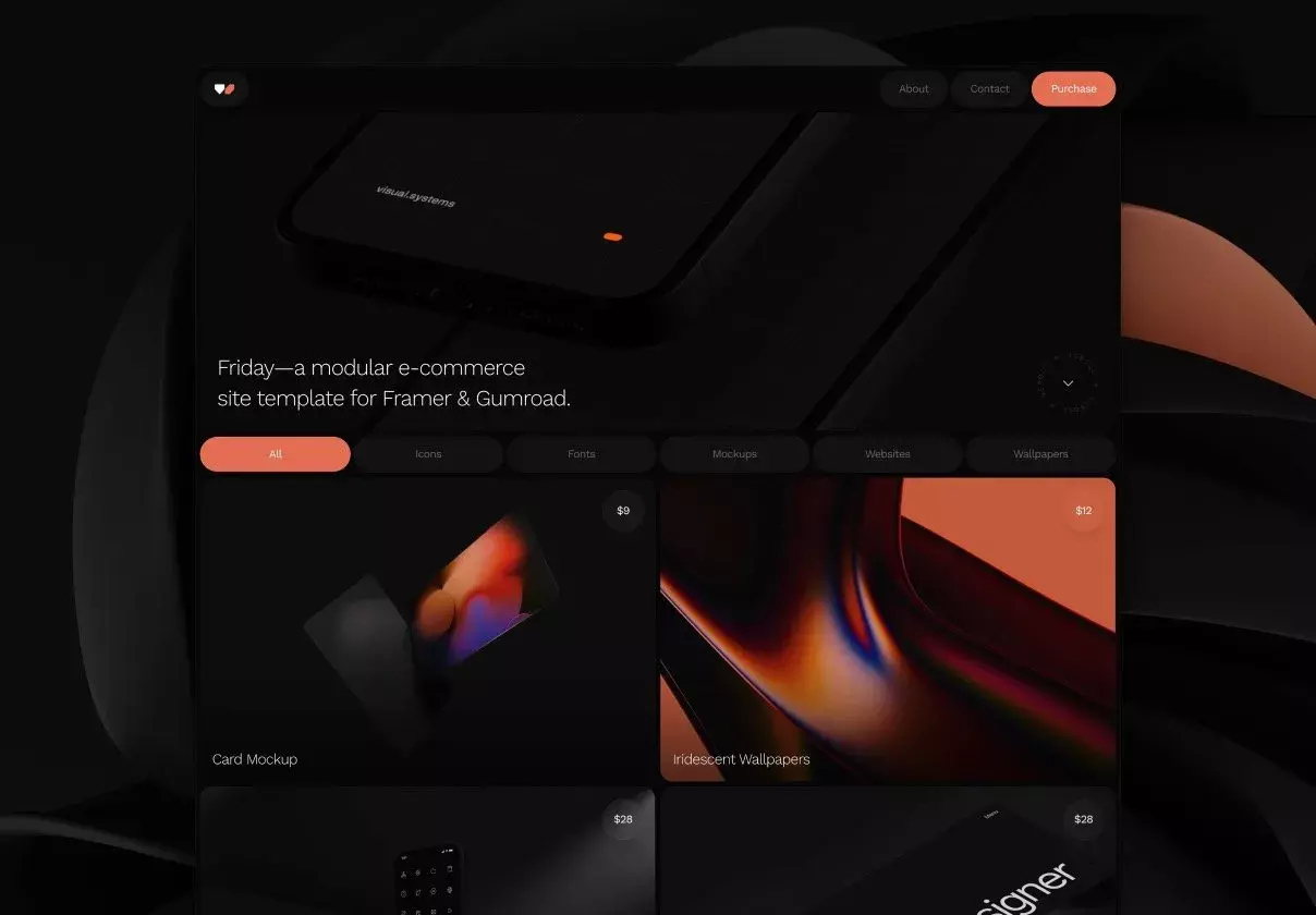 A modular shop template for Framer & Gumroad.