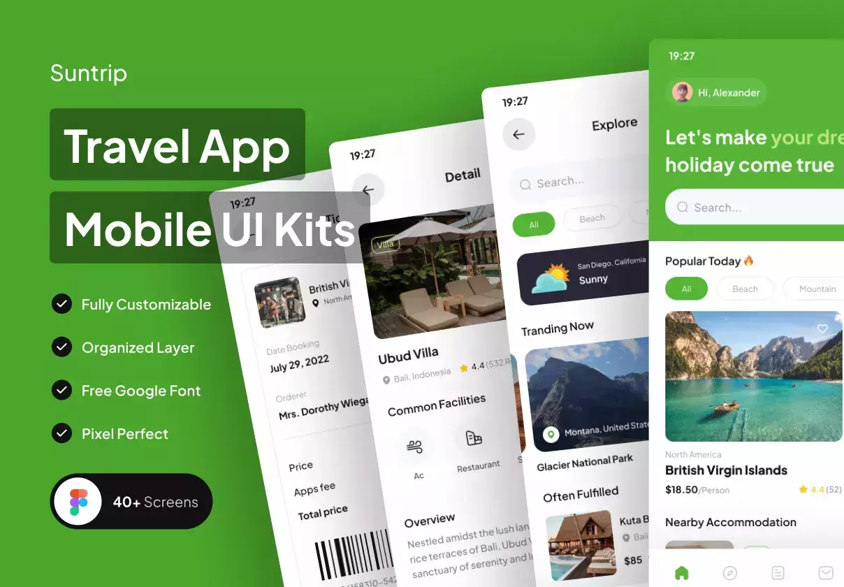 Suntrip - Travel App Mobile UI Kit