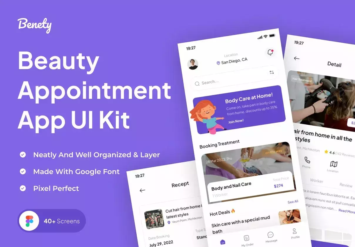 Benety - Beauty Appointment App UI Kits