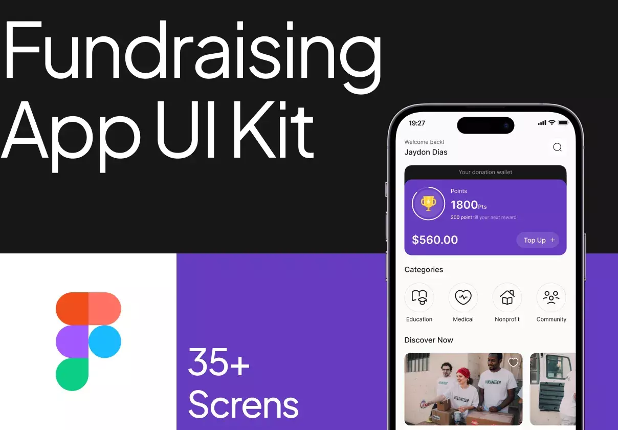 Premium Fundraising App UI Kit with Modern and Minimalist Style