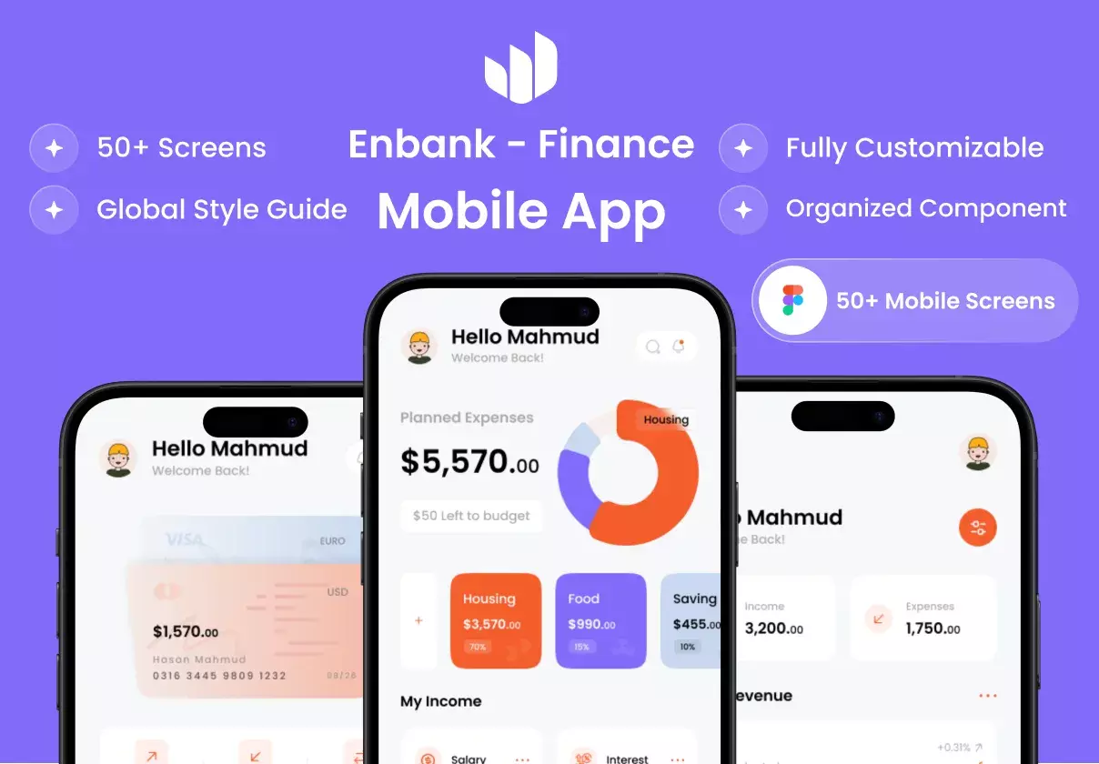 enbank - Finance Mobile App UI Kit