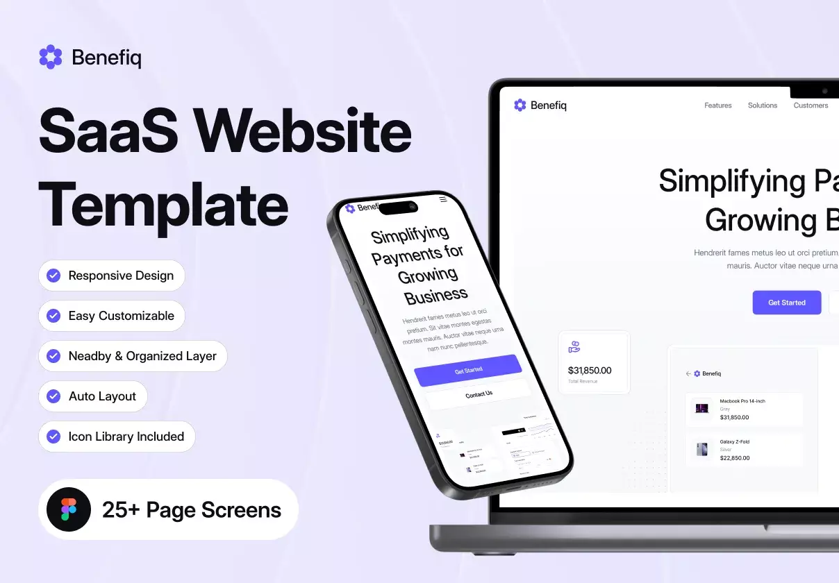 Benefiq - SaaS Website Template Design