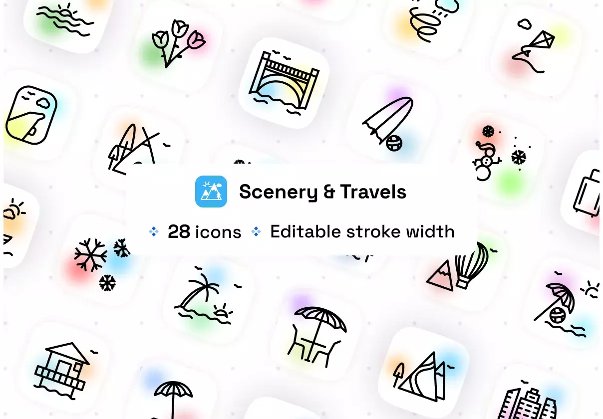 Scenery and travels icons