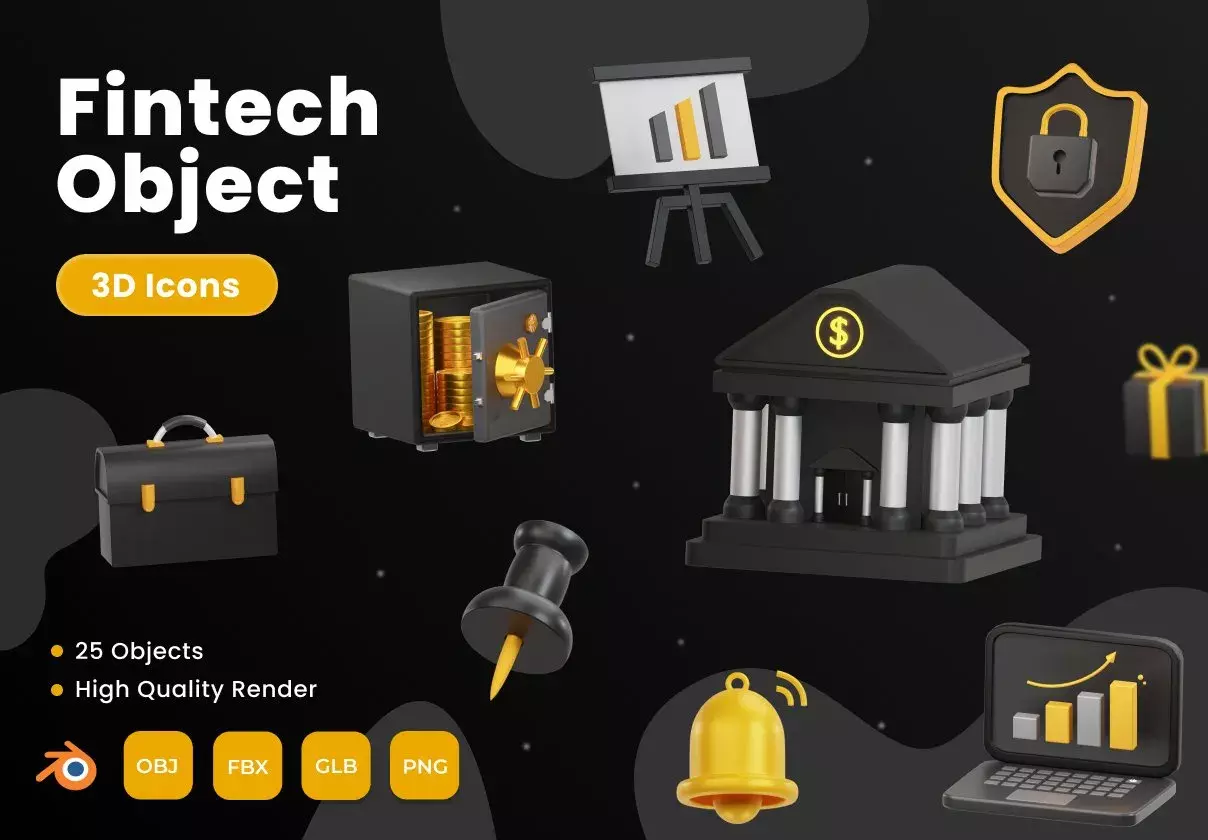 Fintech 3D Icons Pack