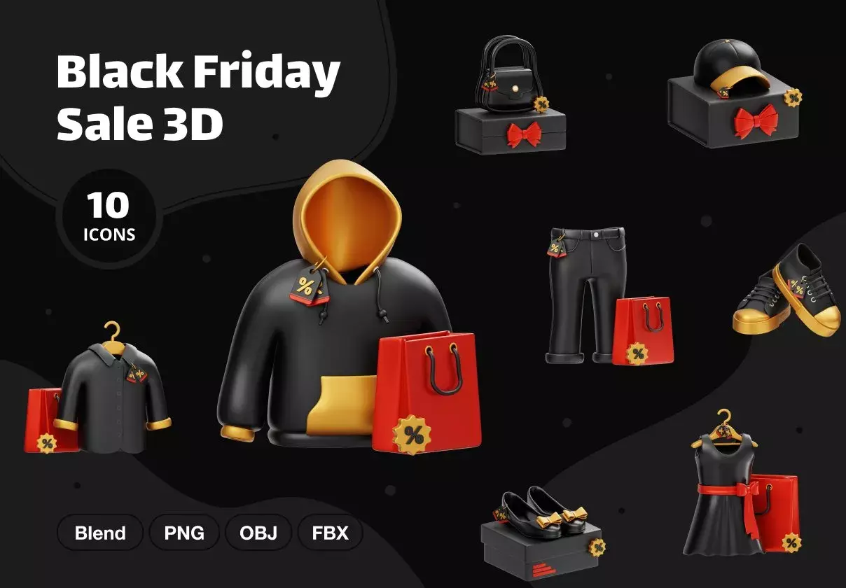 Black Friday Fashion Sale 3D Illustration