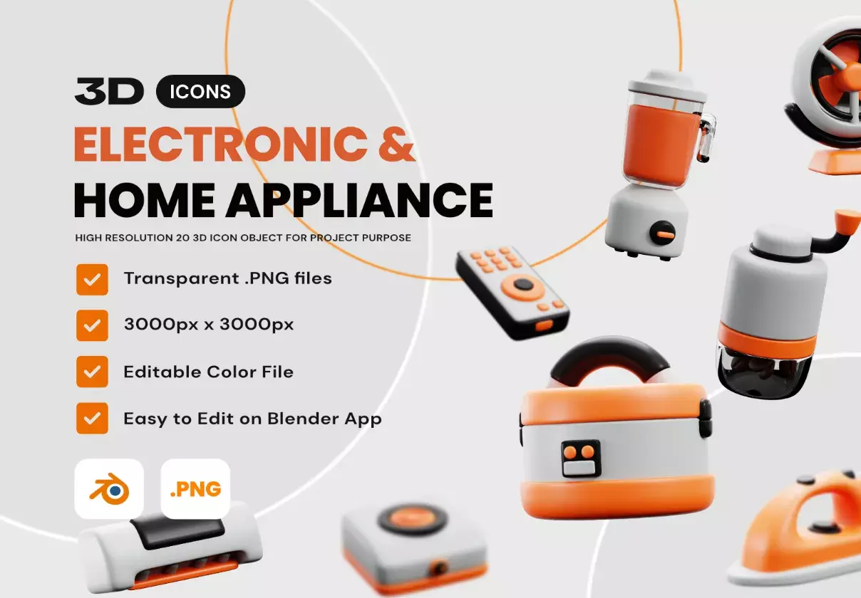 Electronic & Home Appliances 3D Icon Pack