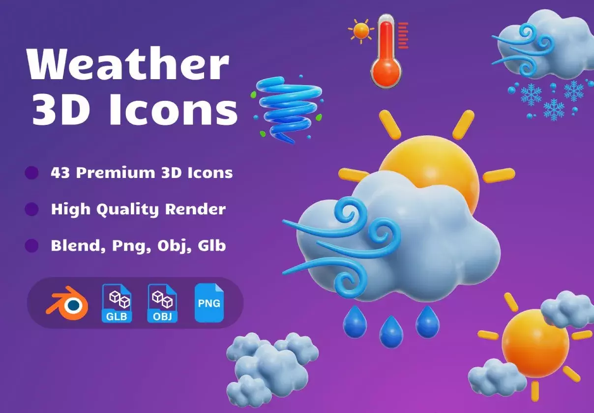 Weather 3D Icons Set