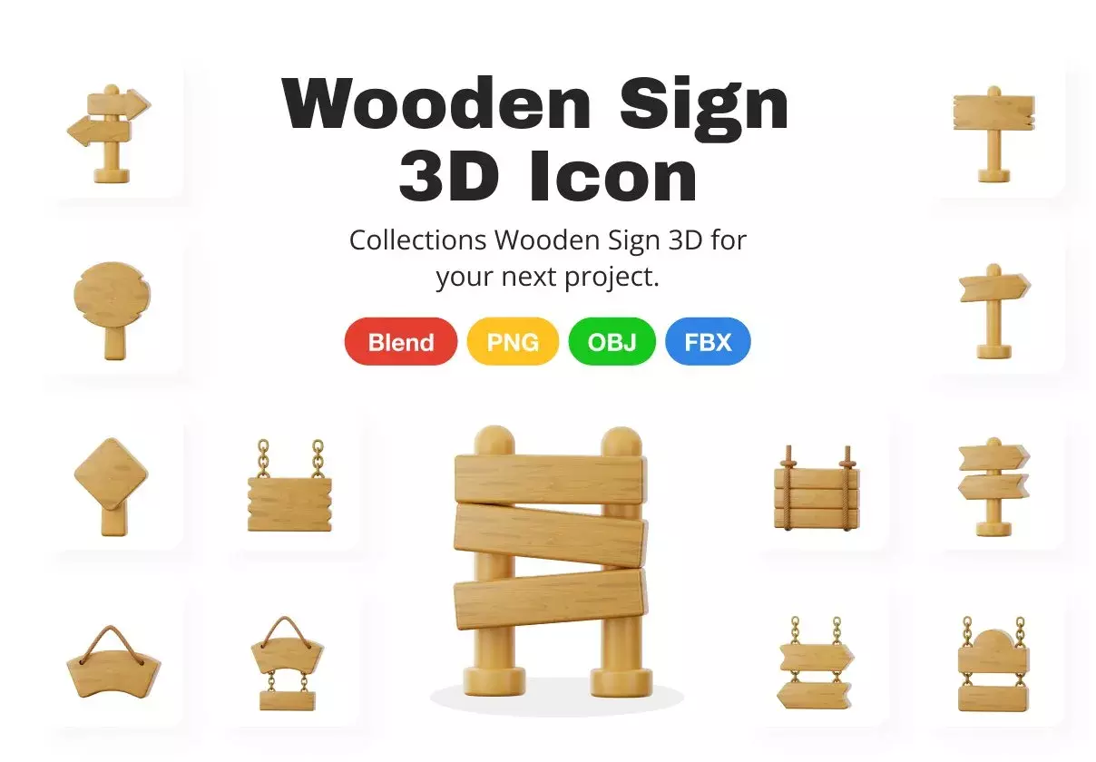 Wooden Sign 3D Icon