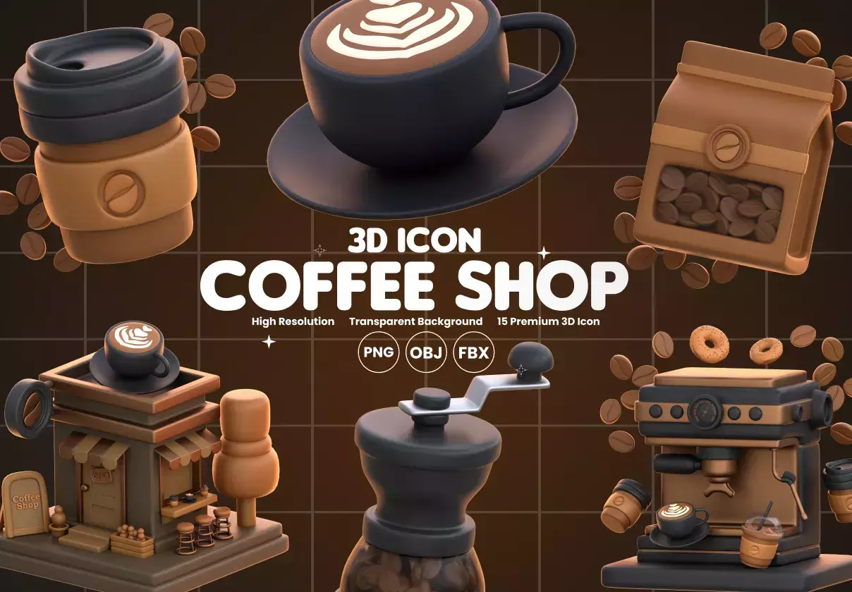 3D Icon Coffee Shop