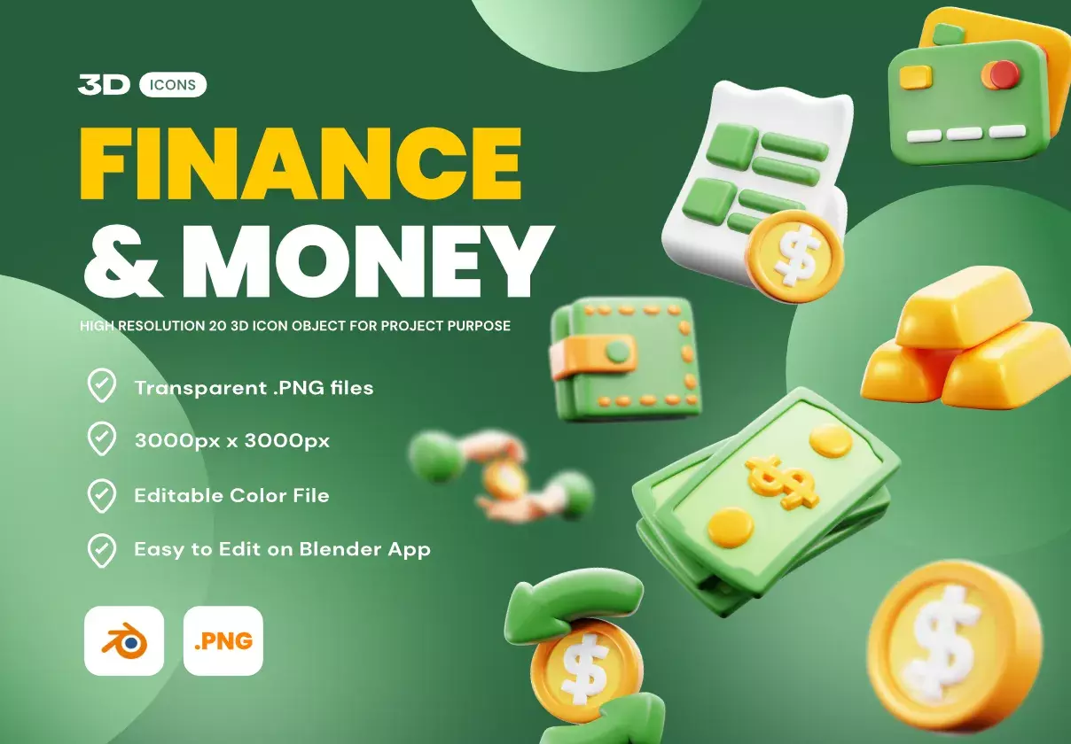 Finance & Money 3D Icon Pack