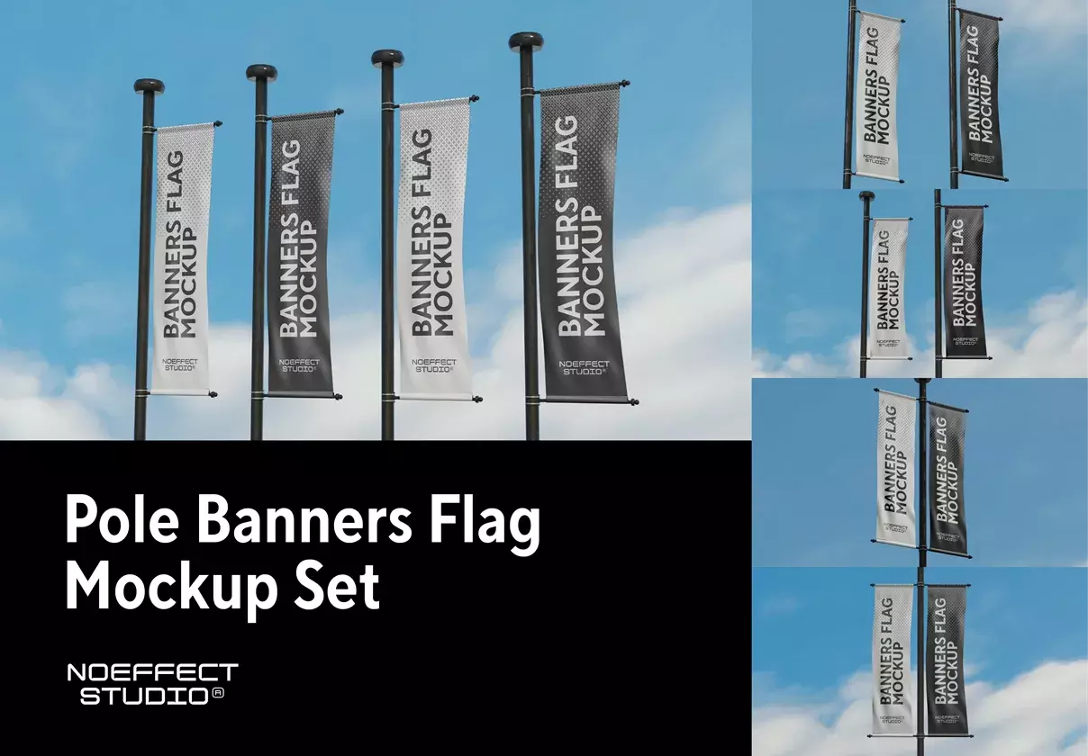 Pole Banners Flag Mockup Set (NE13)