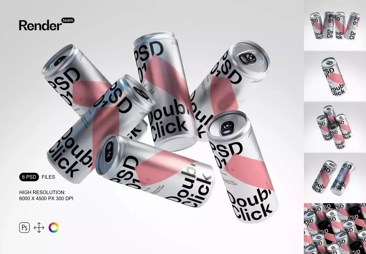 Metallic Soda Can Mockup Set