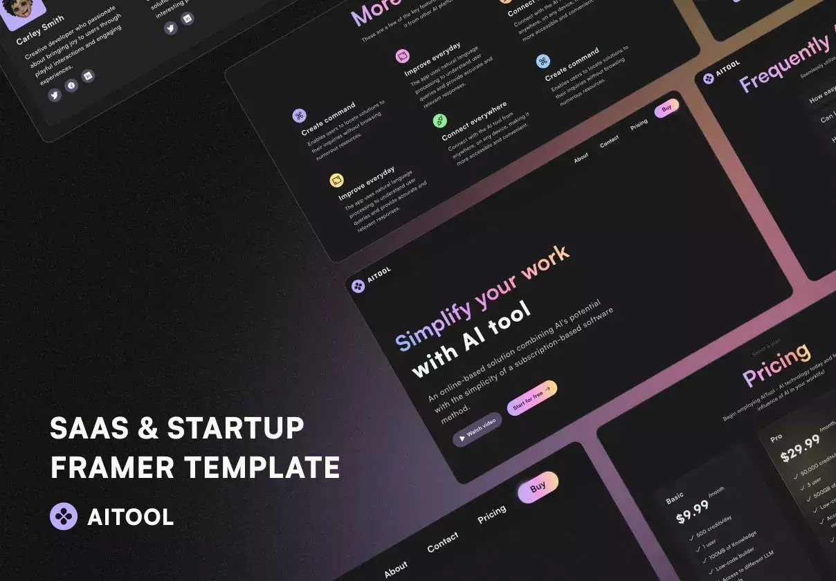 AITool — Framer SaaS & Startup Website Template