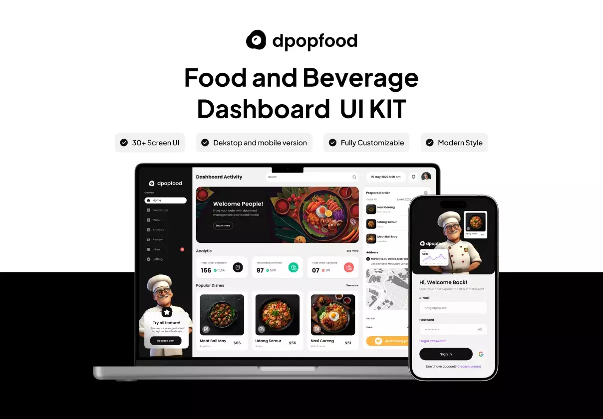 dpopfood - Food and Beverage Dashboard UI KIT