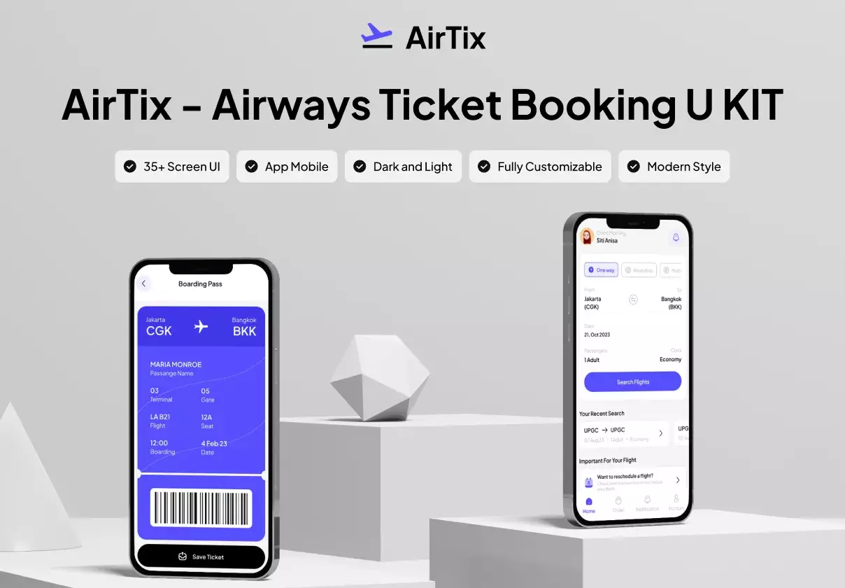 AIRTIX - Airways Ticket Booking UI KIT