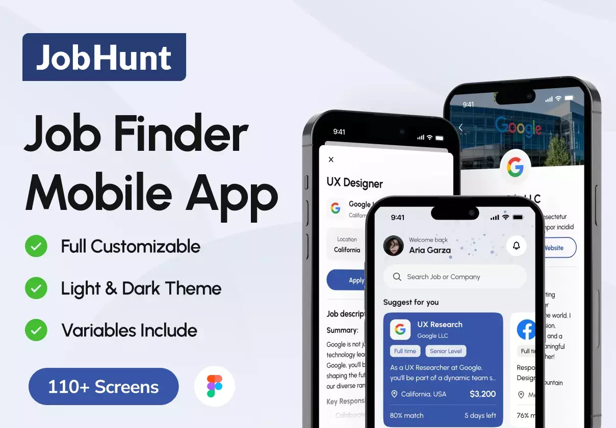 JobHunt - Job Finder Mobile App UI Kit
