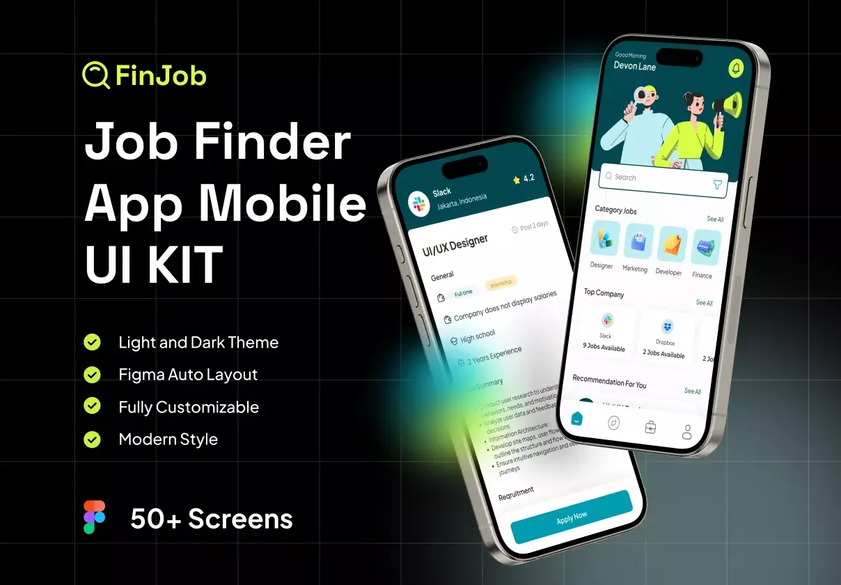 FinJob - Job Finder Mobile App UI UX