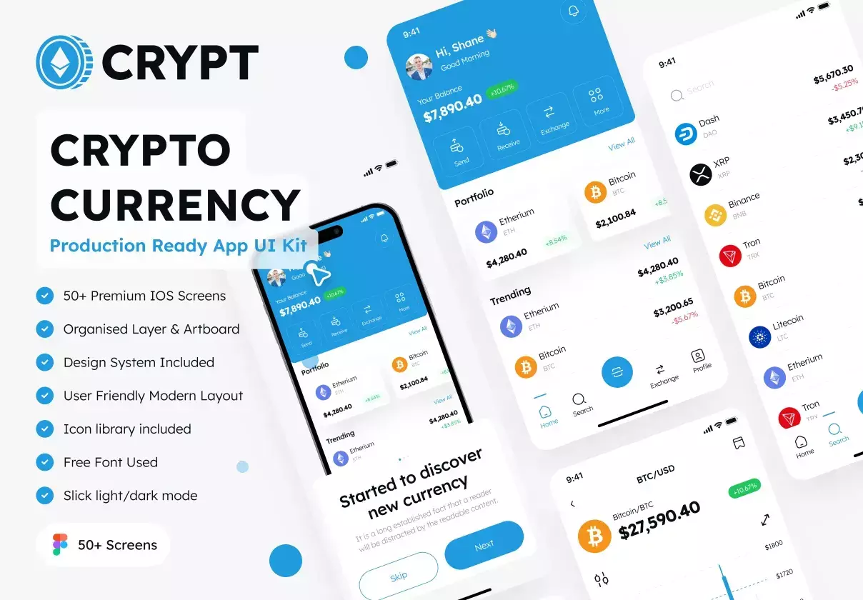 CRYPT - Crypto Currency App UI Kit