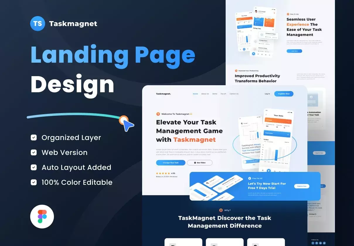 Taskmagnet - Task Management Landing Page Design
