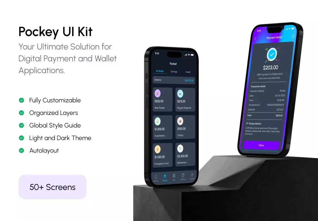 Pockey - Digital Payment & Wallet App UI Kit