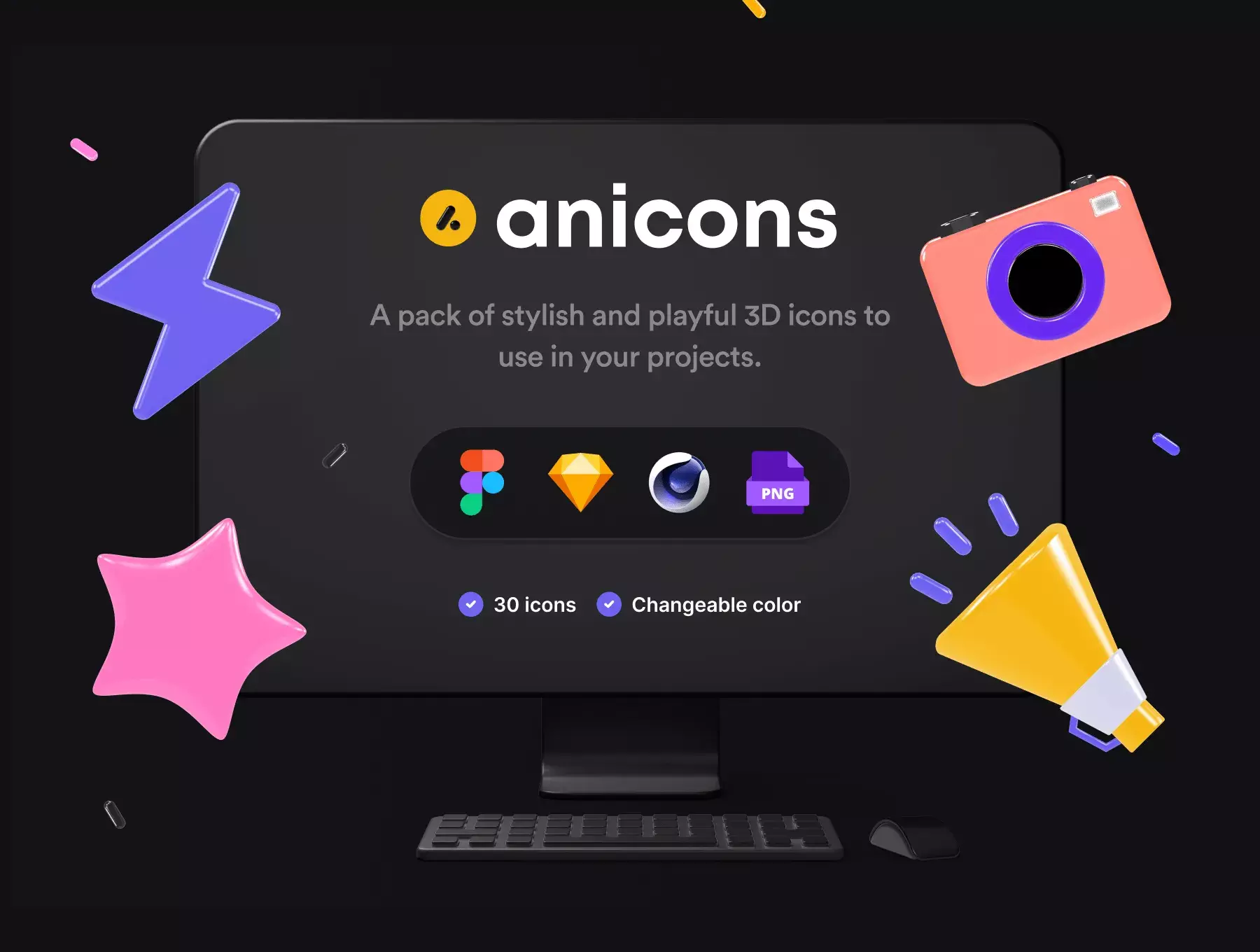 Customisable 3D icons