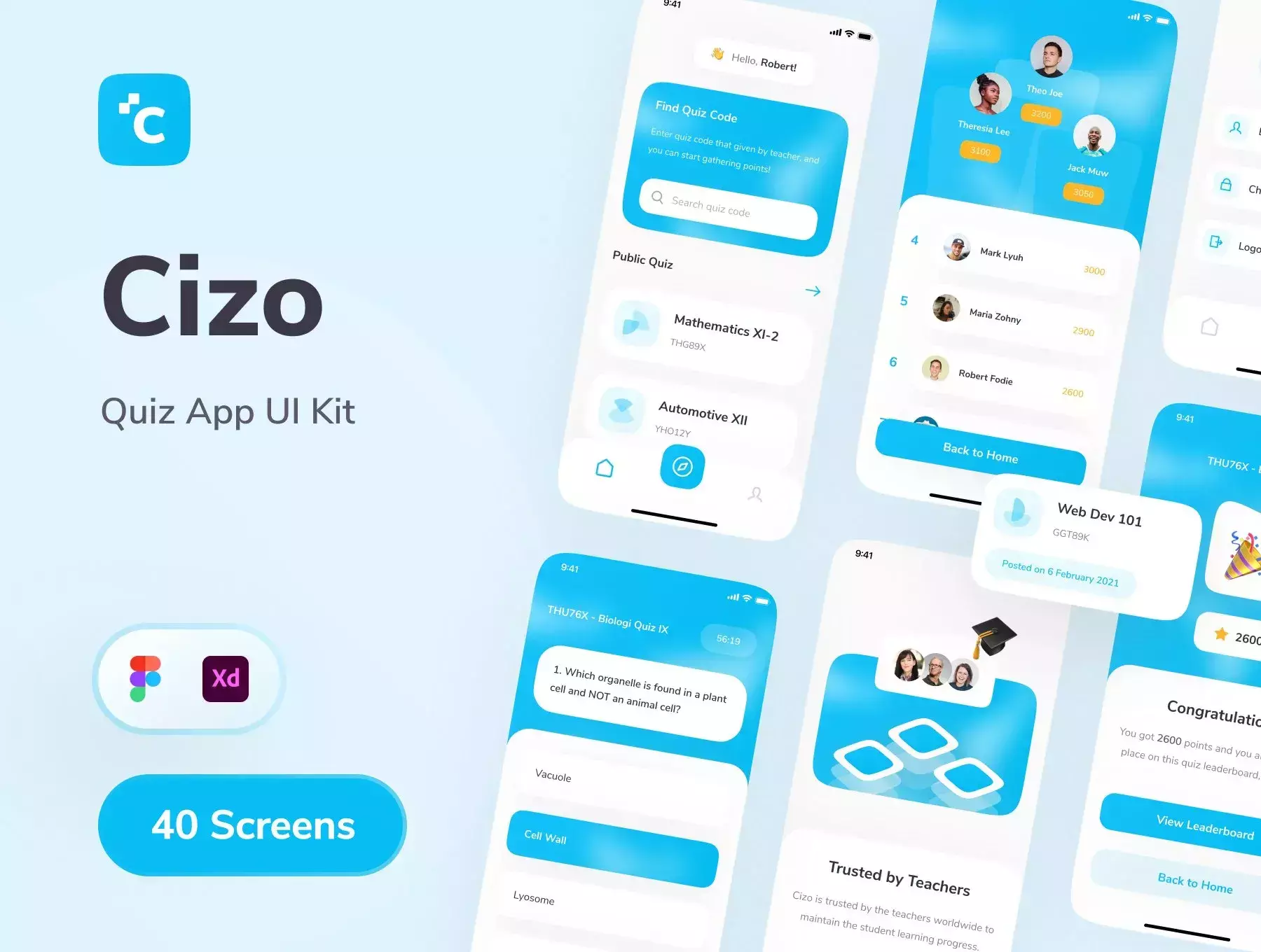 High Quality Quiz App UI Kit in iPhone X Screens